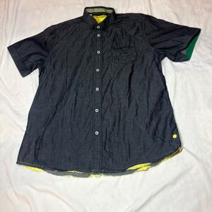 Descendant of Thieves Mens Large Grey Micro Dot Short Sleeve Button Down Shirt